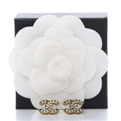 Chanel Crystal CC Earrings Gold 5 of 5