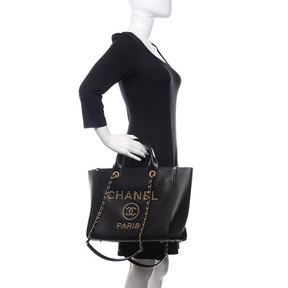 Chanel Caviar Small Studded Deauville Tote Black 3 of 11