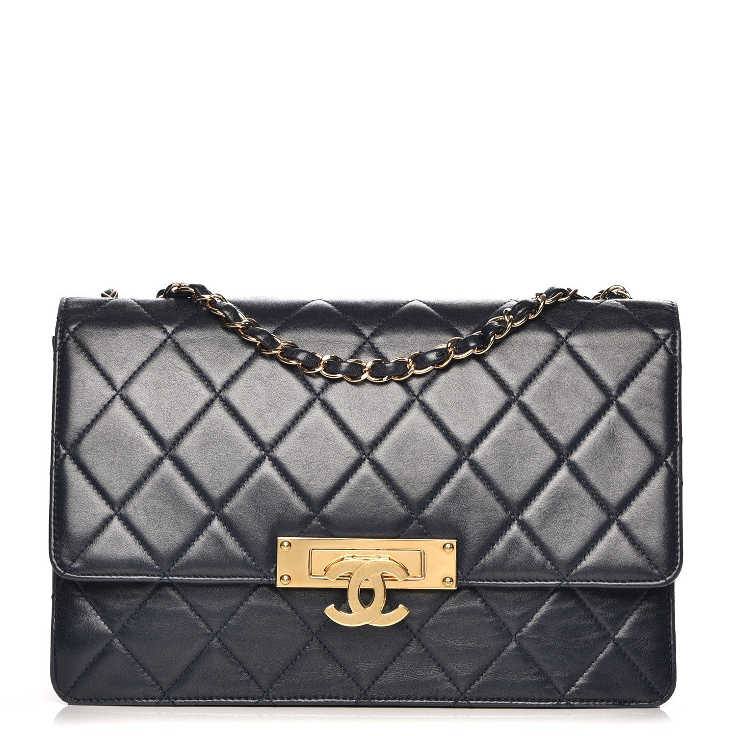 Chanel Lambskin Quilted Large Golden Class Flap Navy 1 of 7