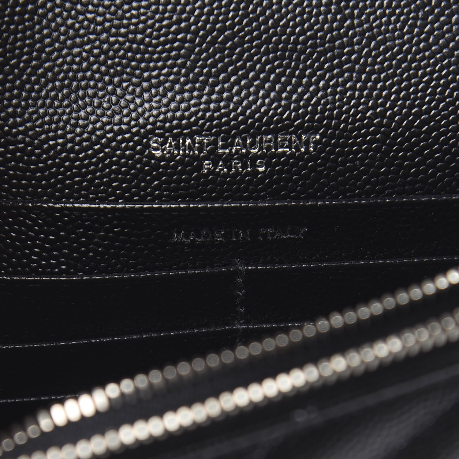Saint Laurent Grain De Poudre Matelasse Chevron Monogram Envelope Chain Wallet Black 7 of 12