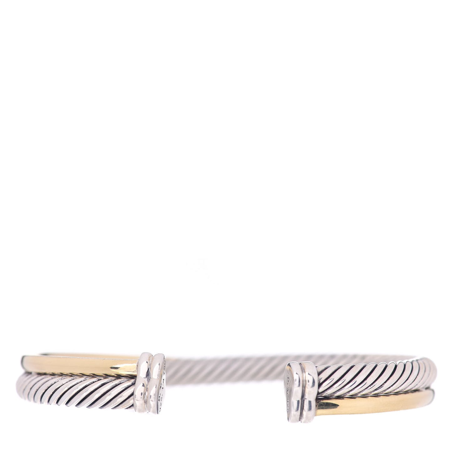 Sterling Silver 18K Yellow Gold 5mm Crossover Cuff Bracelet