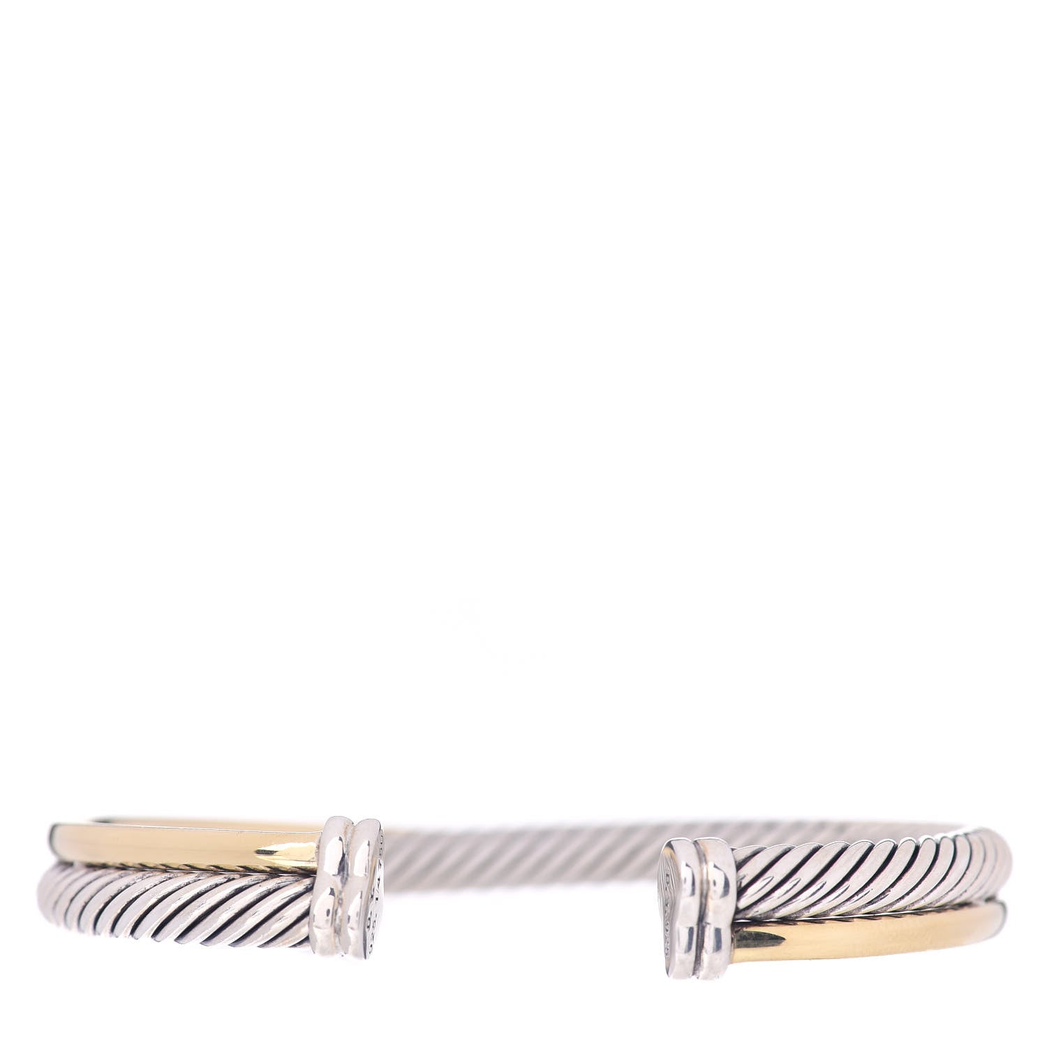 David Yurman Sterling Silver 18K Yellow Gold 5mm Crossover Cuff Bracelet 3 of 4