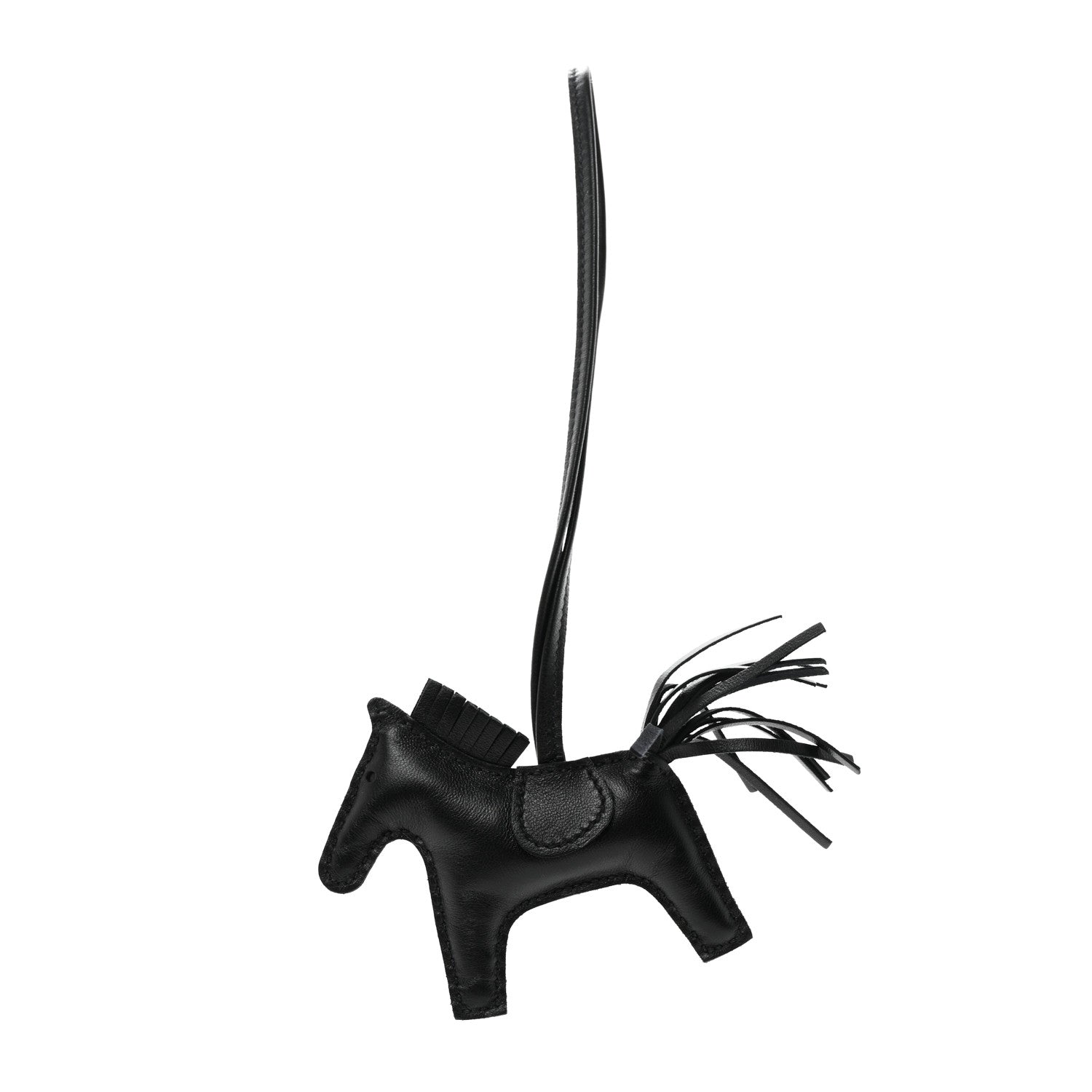 Hermes Milo Lambskin Grigri Rodeo Horse Bag Charm PM So Black 1 of 5