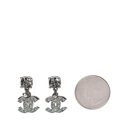 Chanel Crystal CC Drop Earrings Light Grey 2 of 7