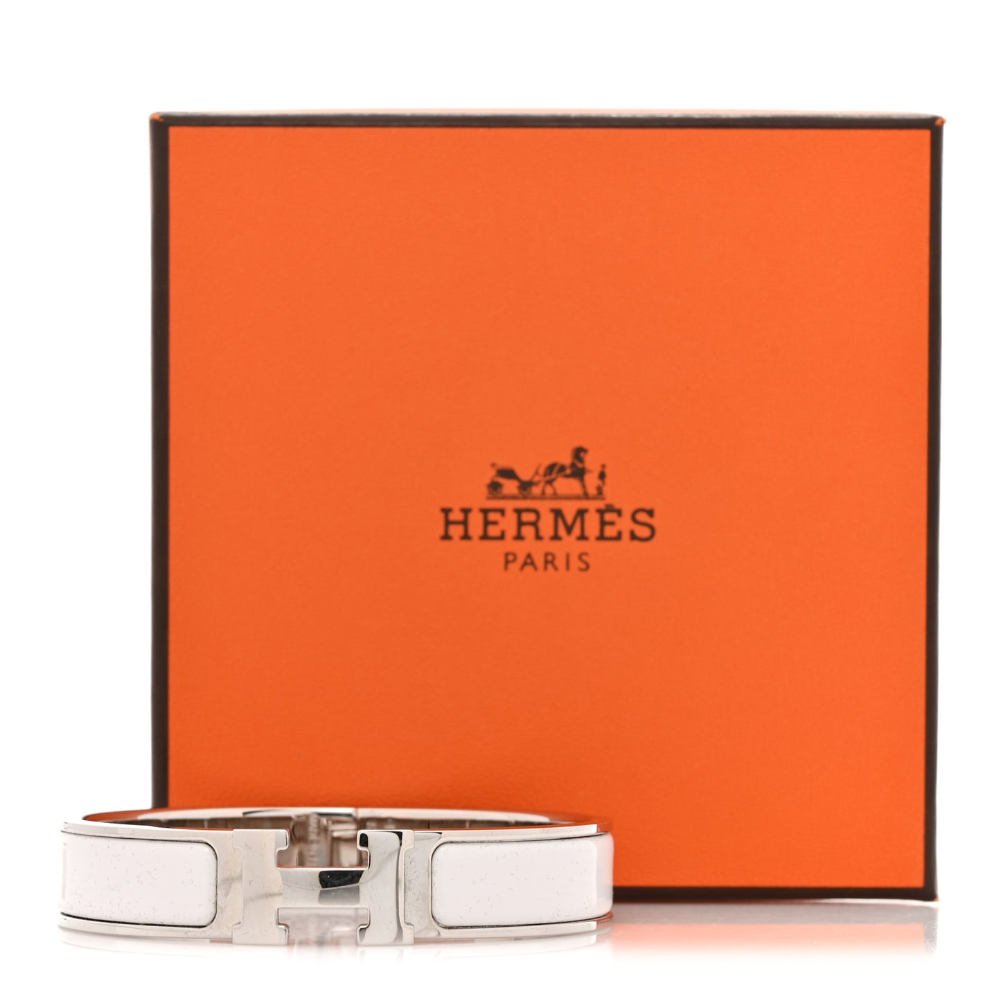 Enamel Narrow Clic Clac H Bracelet PM White