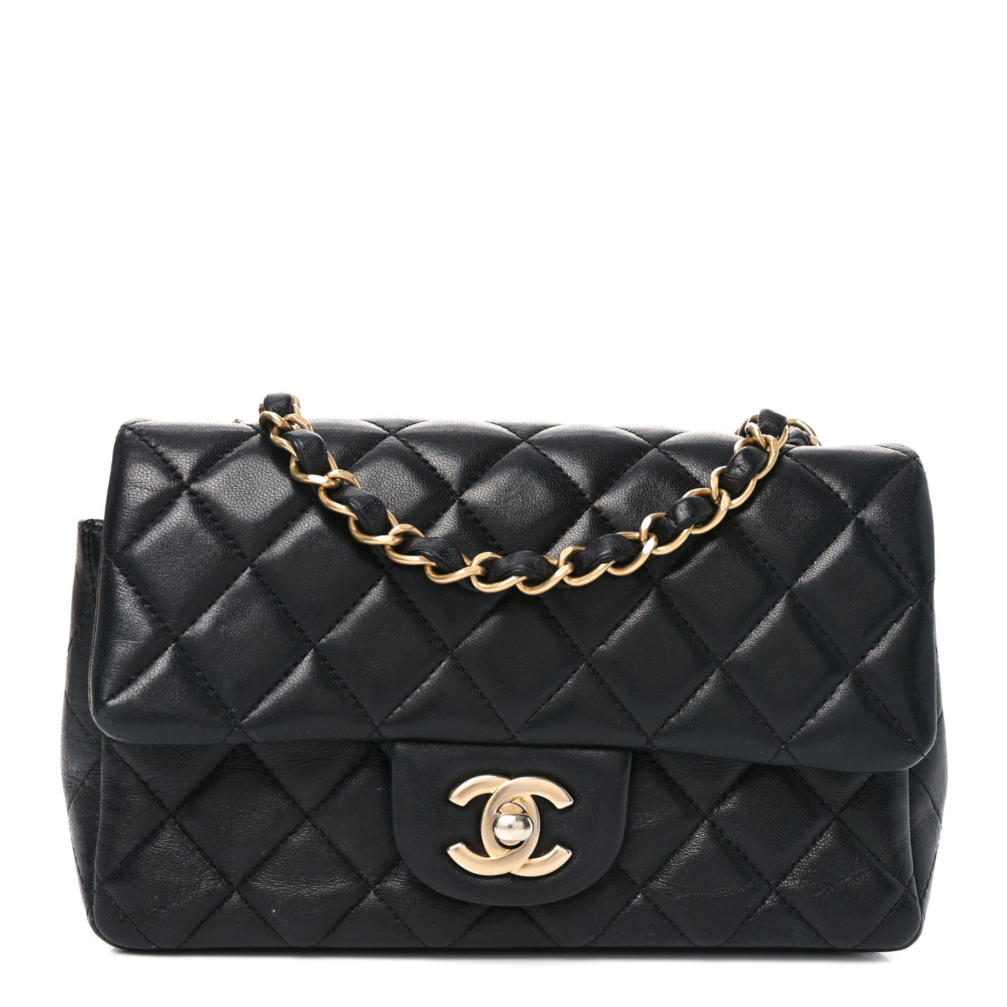 Lambskin Quilted Mini Rectangular Flap Black