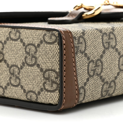 Gucci GG Supreme Monogram Mini Horsebit 1955 Shoulder Bag Beige Brown Sugar 9 of 16