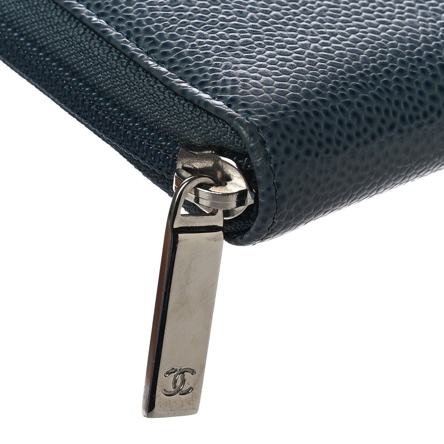 Chanel Caviar Large CC Timeless Zip Around Wallet Blue 10 of 13