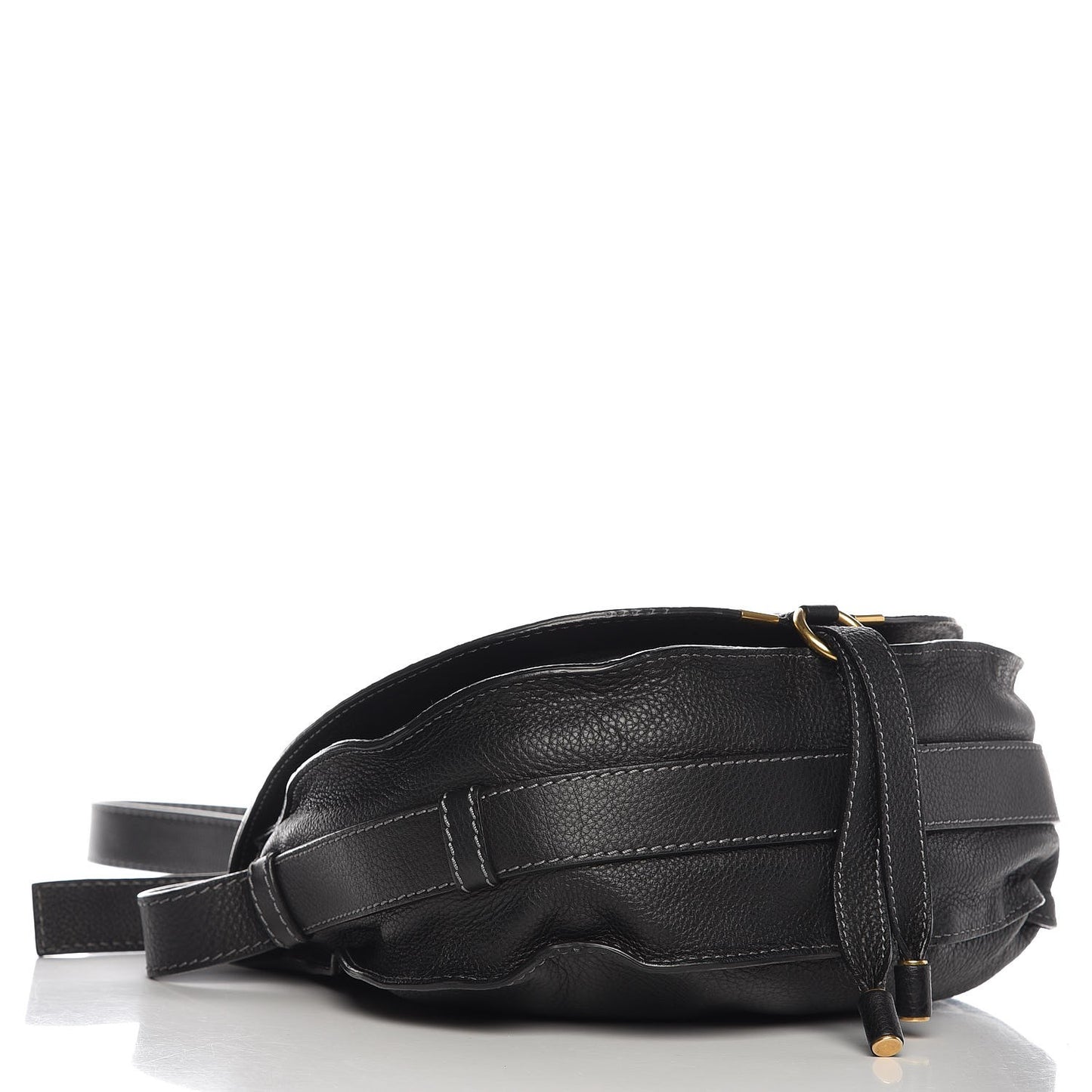 Calfskin Medium Marcie Round Crossbody Bag Black