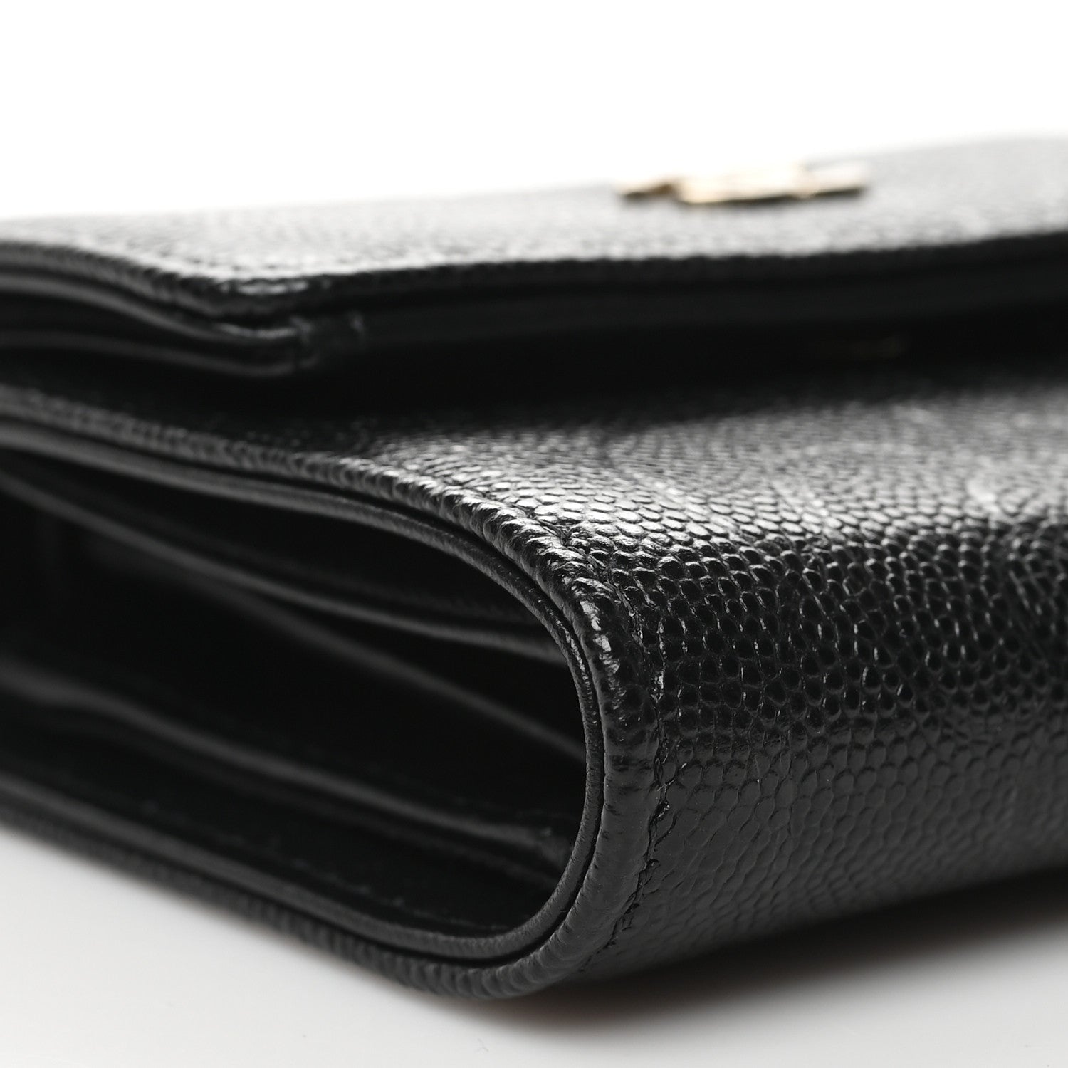 Chanel Caviar Camellia Embossed Compact Wallet Black 10 of 11