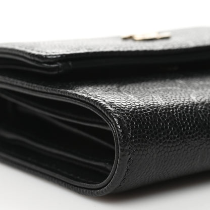 Chanel Caviar Camellia Embossed Compact Wallet Black 10 of 11