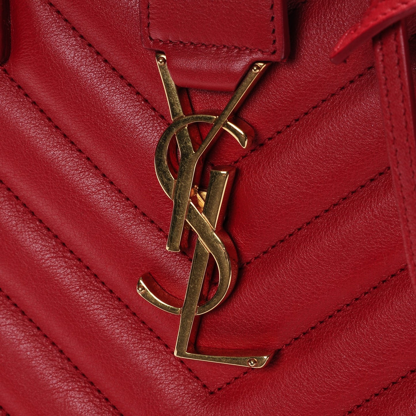 Calfskin Matelasse Chevron Small Monogram Cabas Lipstick Red