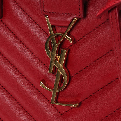 Saint Laurent Calfskin Matelasse Chevron Small Monogram Cabas Lipstick Red 8 of 15