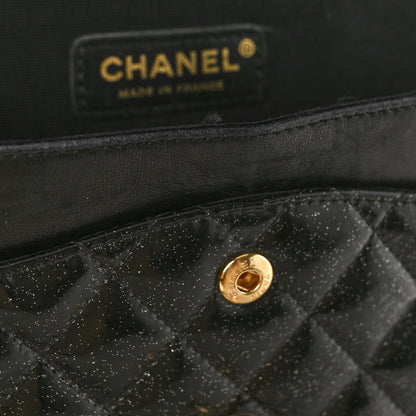 Chanel Patent Quilted Sparkle Glitter Medium Double Flap Black 11 of 14