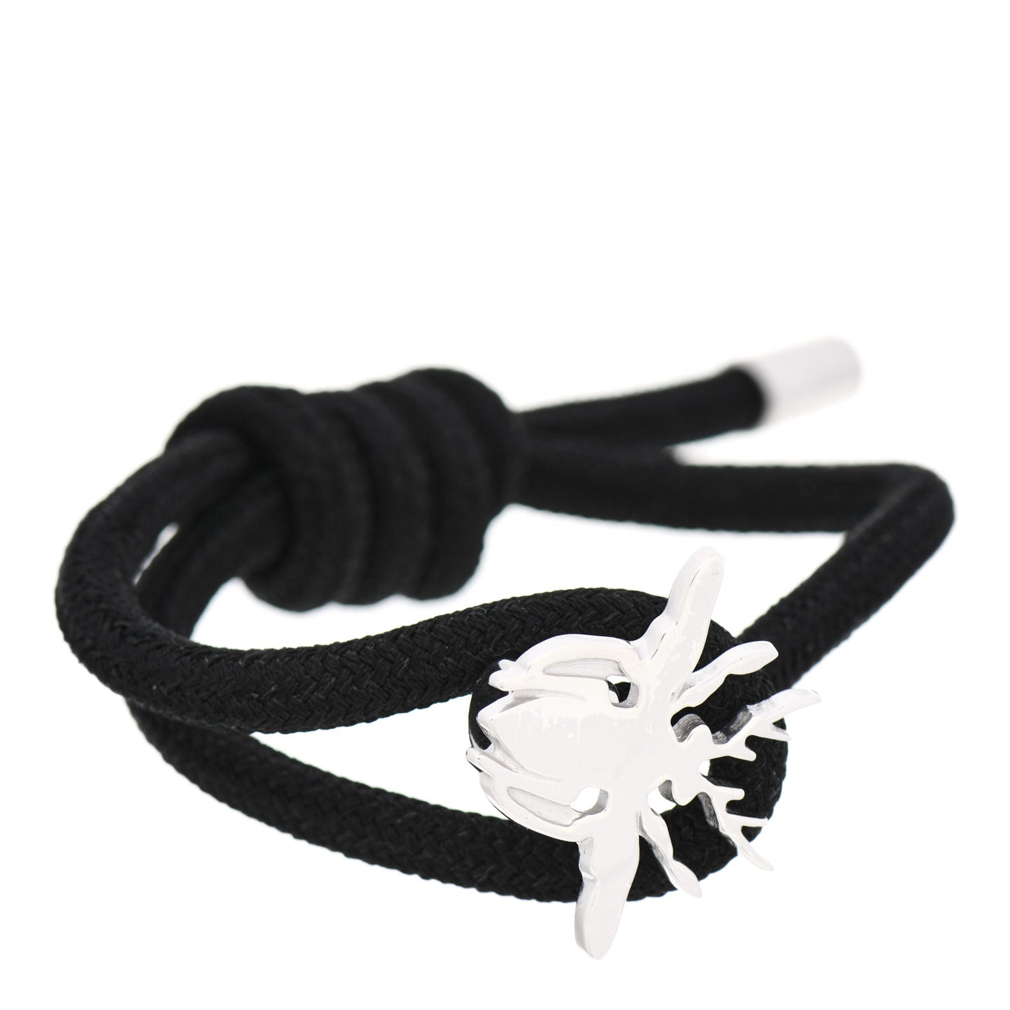 Sterling Silver Homme Bee Cord Bracelet Black