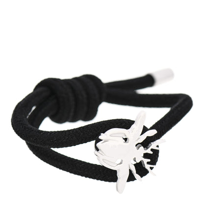 Christian Dior Sterling Silver Homme Bee Cord Bracelet Black 1 of 4