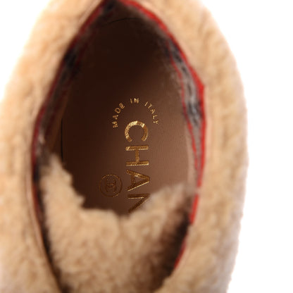 Chanel Shearling Suede Calfskin Womens Lace Up Ankle Boots 41.5 Brown Beige 6 of 8