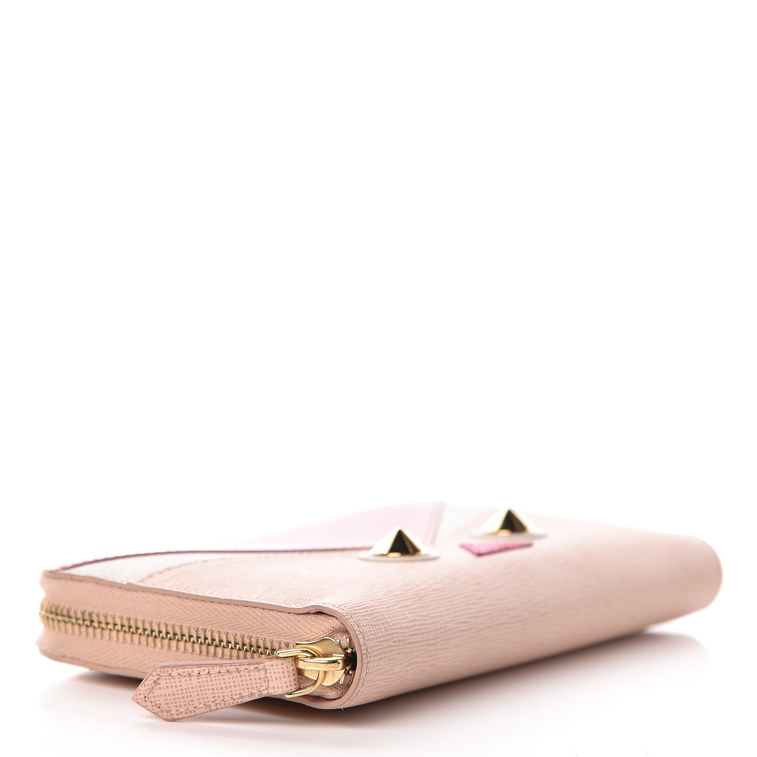 Fendi Vitello Elite QuTweet Studded Zip Around Wallet Pink 4 of 6