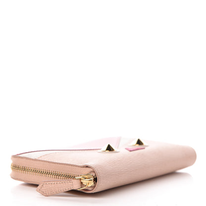 Fendi Vitello Elite QuTweet Studded Zip Around Wallet Pink 4 of 6