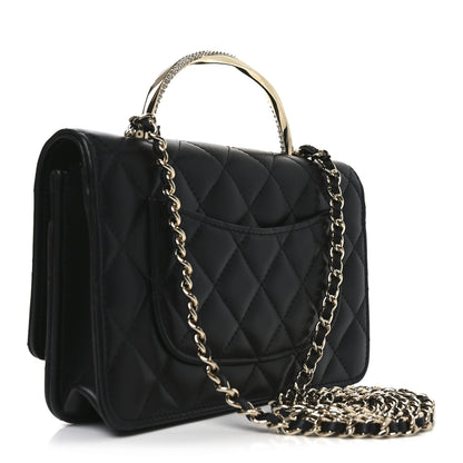 Chanel Lambskin Quilted Crystal Handle Wallet On Chain WOC Black 3 of 11