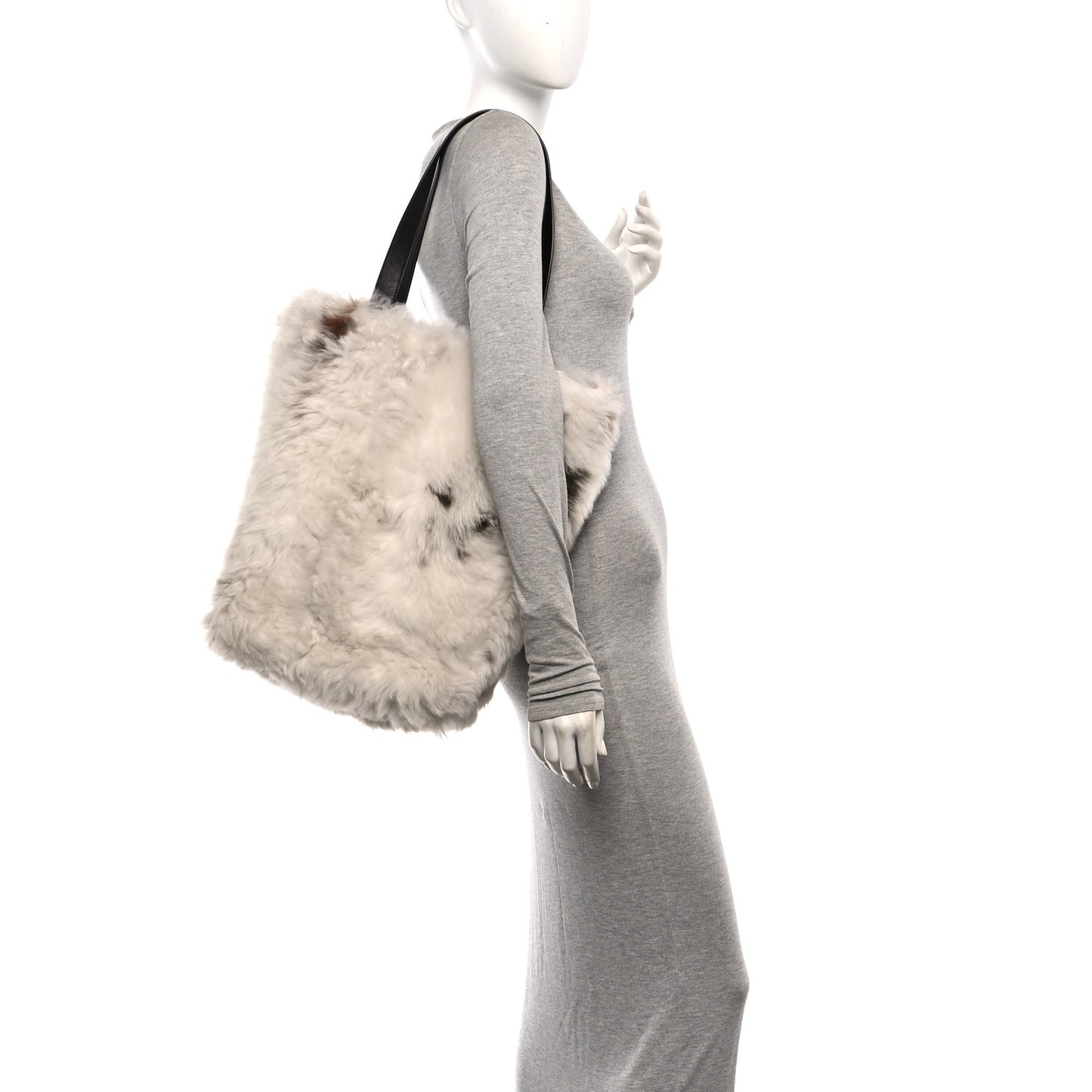 Shearling Tote Brown White
