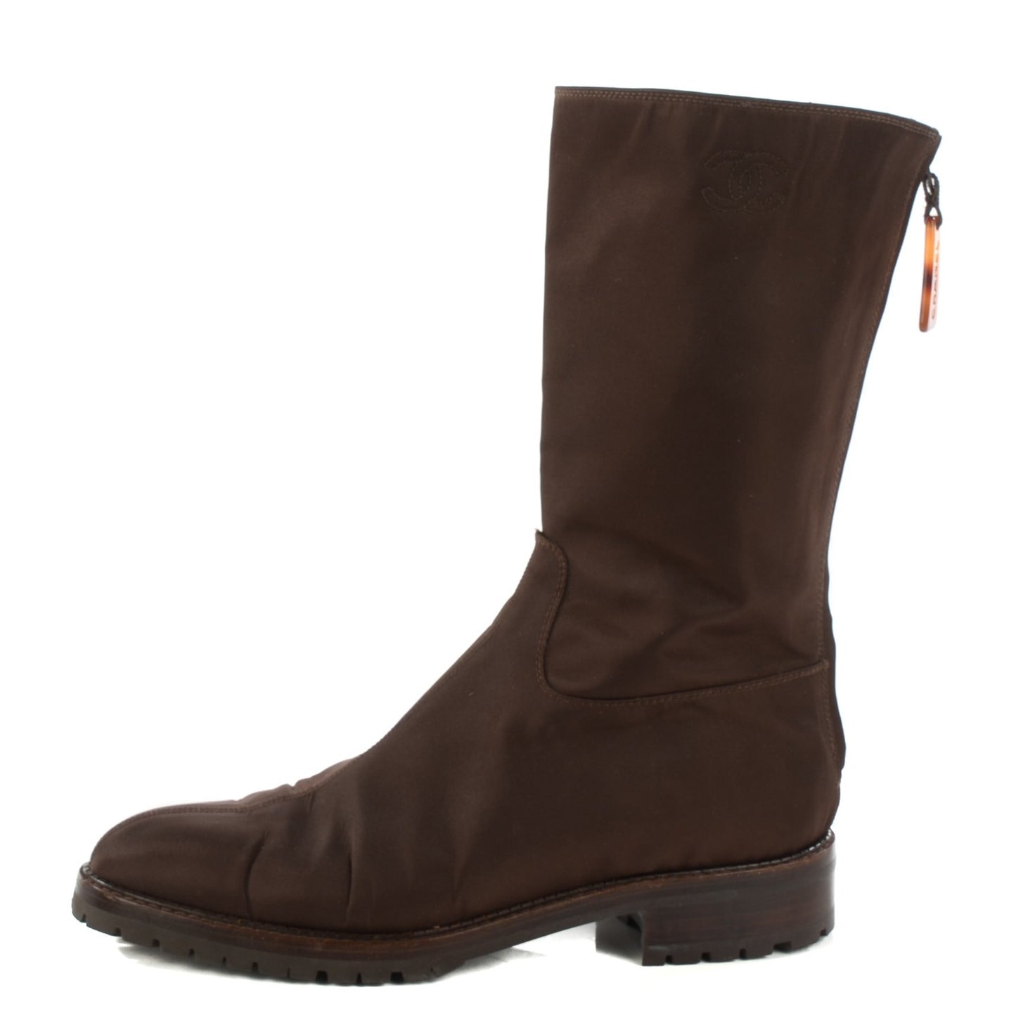 Nylon Zip Boots 39.5 Brown