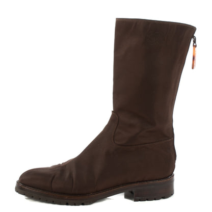 Chanel Nylon Zip Boots 39.5 Brown 1 of 8