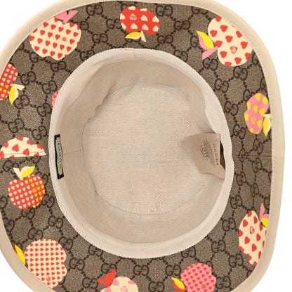 Gucci GG Supreme Monogram Les Pommes Bob Apple Bucket Hat Beige Ebony Multicolor 7 of 9