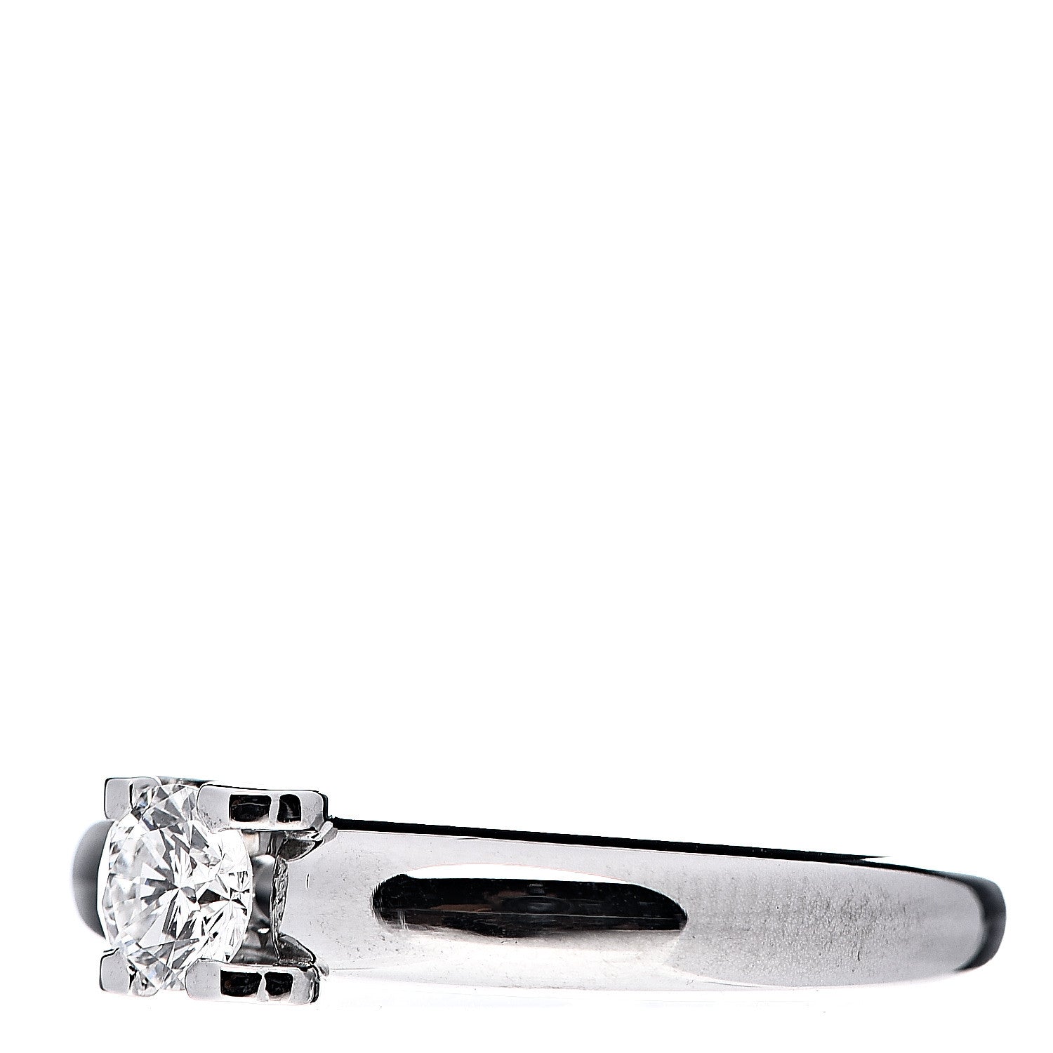 Cartier 18K White Gold Diamond .42ct C De Solitaire Ring 52 6 3 of 7