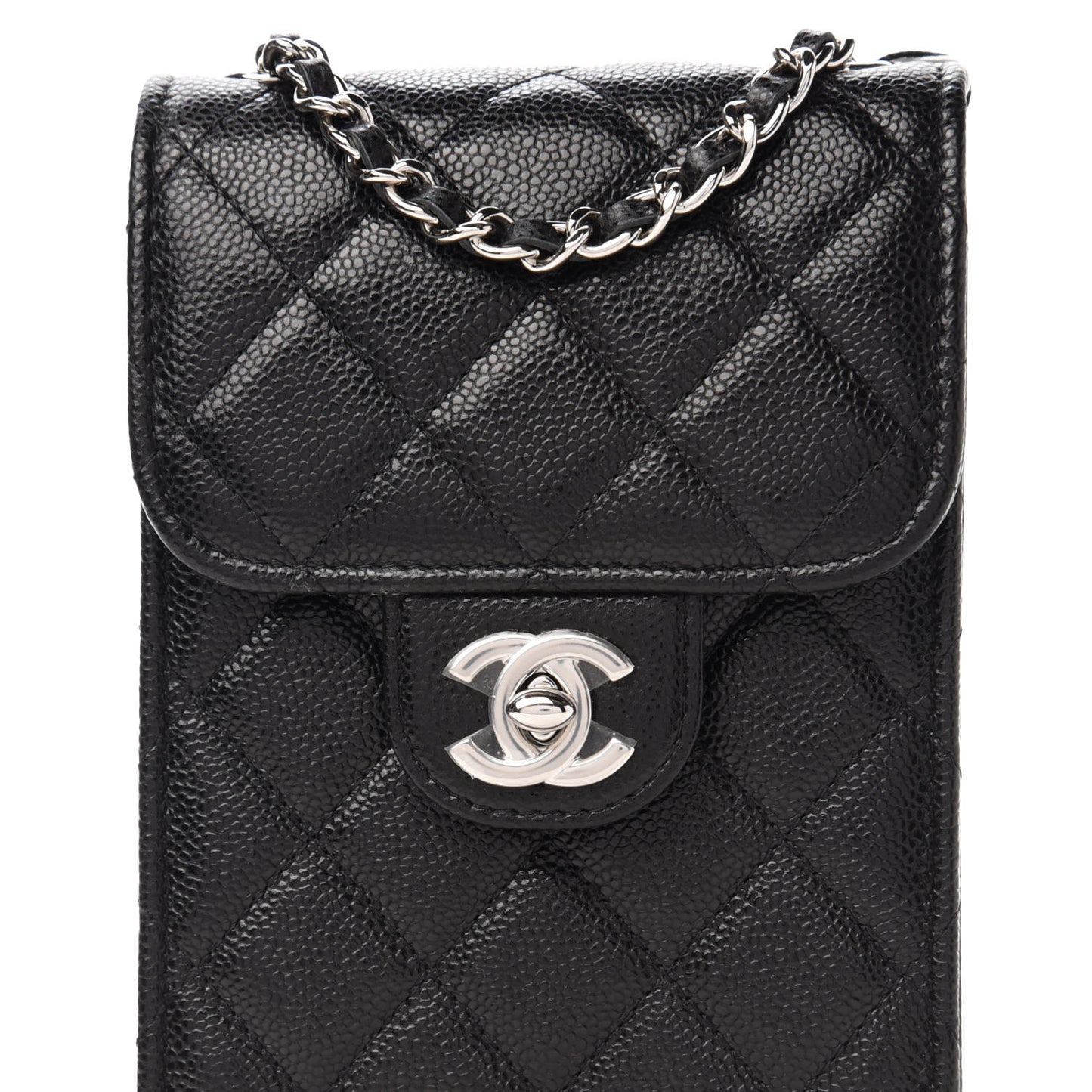 Caviar Quilted Classic Phone Holder Black