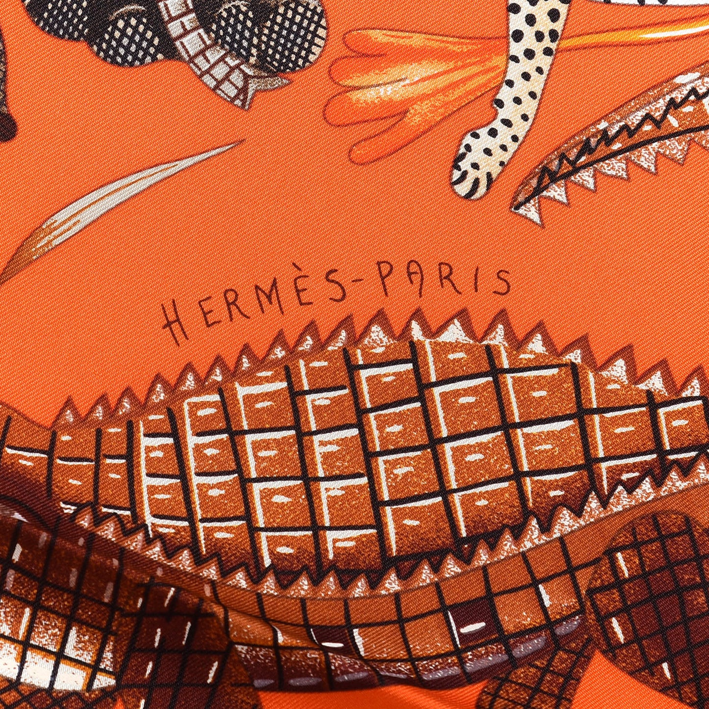 Silk La Marche Du Zambeze Scarf 90 Orange Brun Caramel