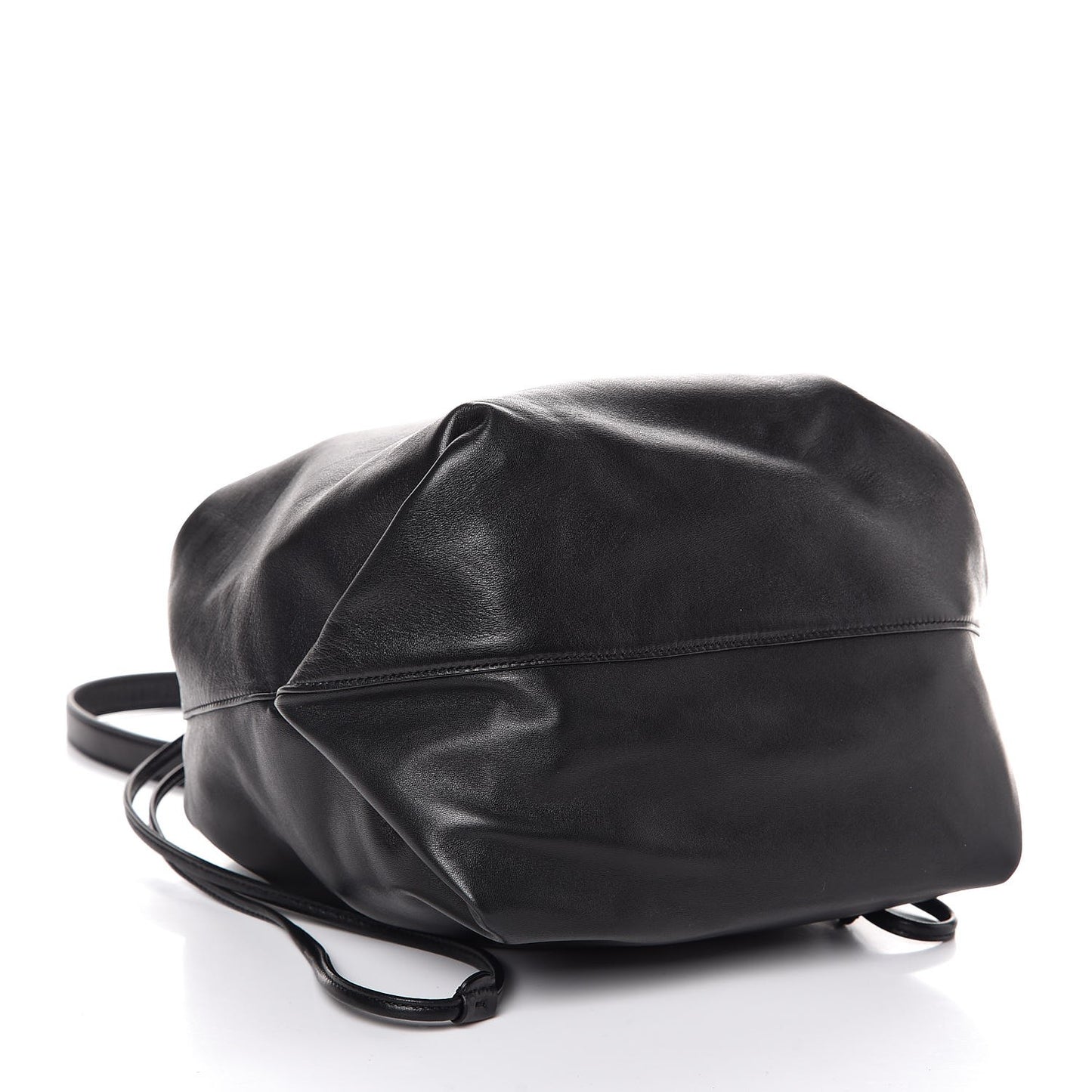 Smooth Calfskin Teddy Drawstring Bag Black