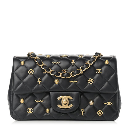 Chanel Lambskin Quilted Egyptian Amulet Mini Rectangular Flap Black 1 of 11
