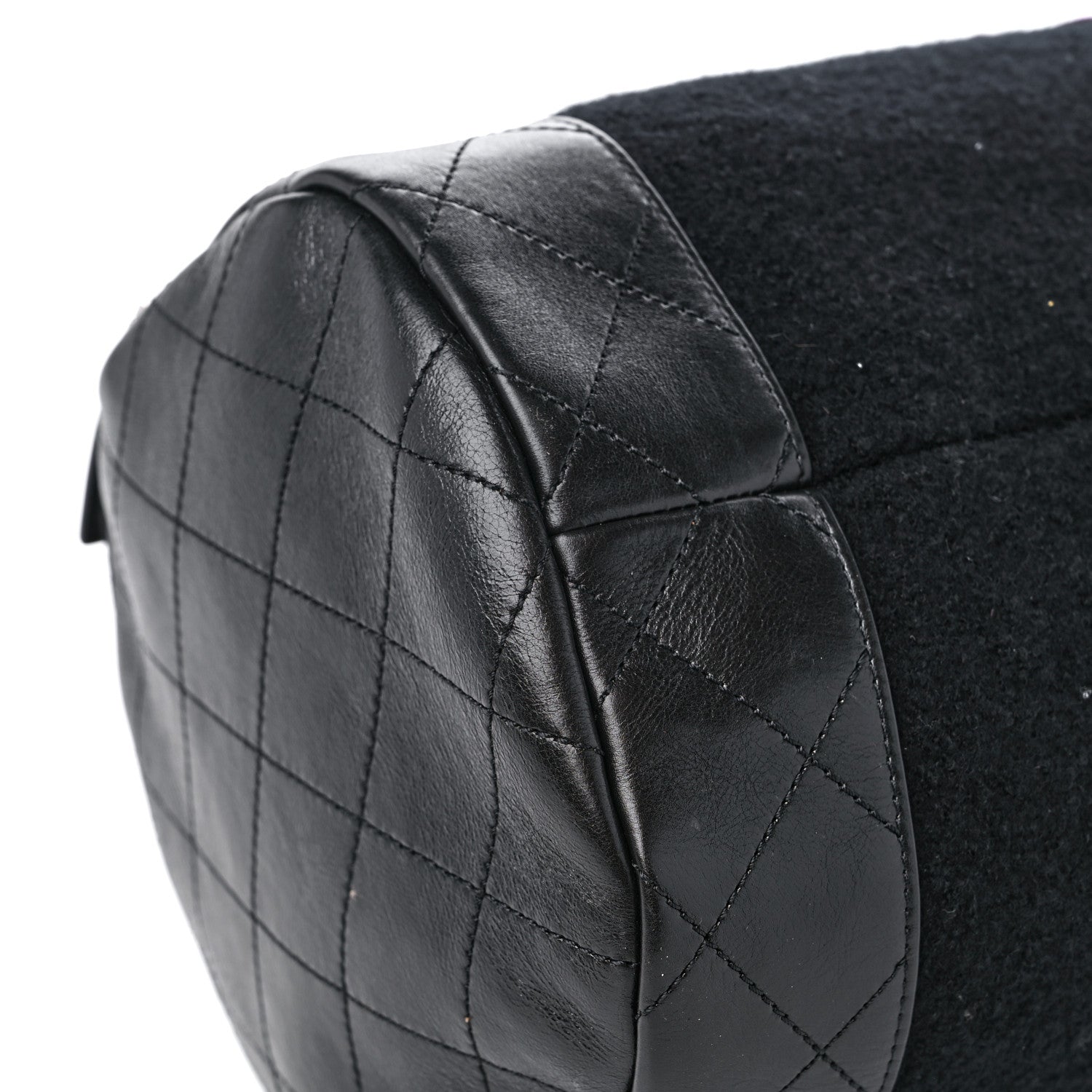 Chanel Wool Calfskin Embroidered Paris Hamburg Bowling Bag Black 8 of 9