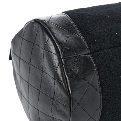 Chanel Wool Calfskin Embroidered Paris Hamburg Bowling Bag Black 8 of 9
