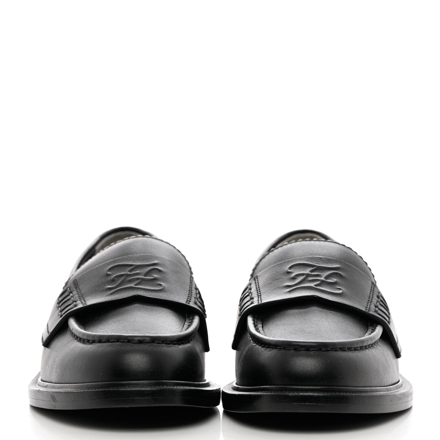 Fendi Calfskin Karligraphy Loafers 37 Black 2 of 13