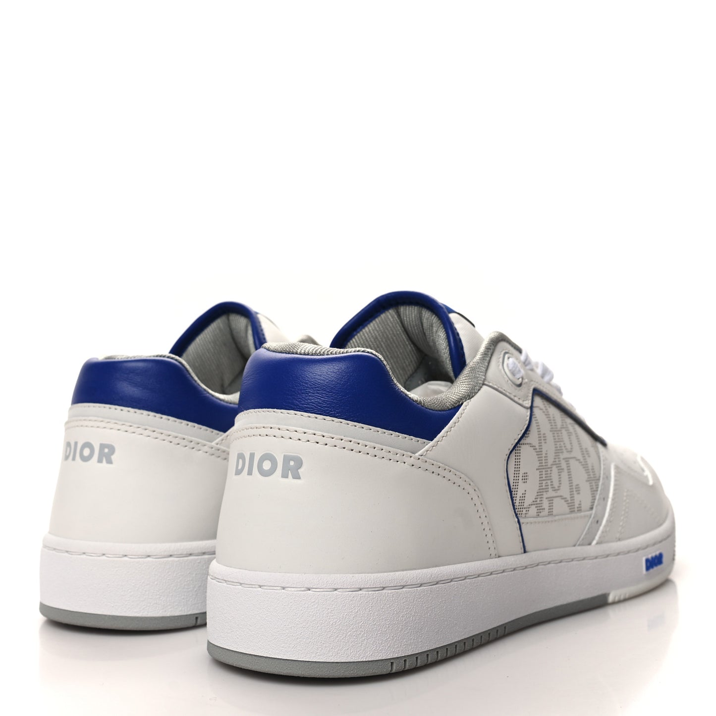 Smooth Calfskin Oblique Galaxy Perforated Mens B27 Low Top Sneakers 44 White Blue