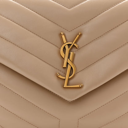 Saint Laurent Calfskin Y Quilted Monogram Medium Loulou Chain Satchel Dark Latte 8 of 10