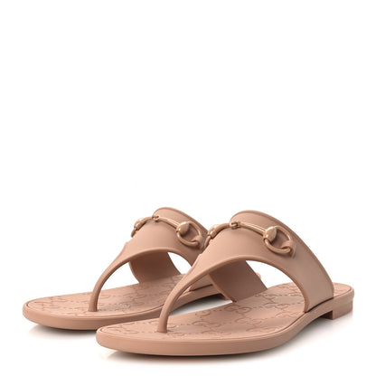 Gucci Rubber Womens Horsebit Thong Sandals 41 Vintage Camel 4 of 9