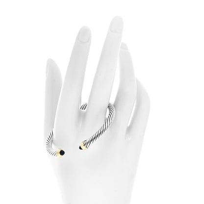 David Yurman Sterling Silver 18K Yellow Gold Black Onyx 4mm Cable Classics Bracelet 2 of 4