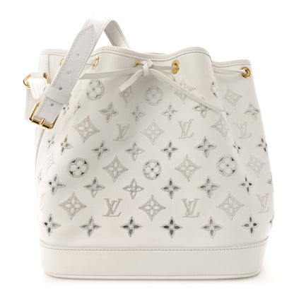 Louis Vuitton Calfskin Monogram Cutout Petit Noe White 1 of 16