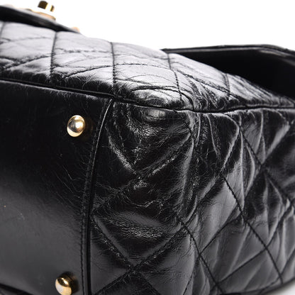 Chanel Glazed Calfskin Castle Rock Large Flap Black Burgundy 13 of 17