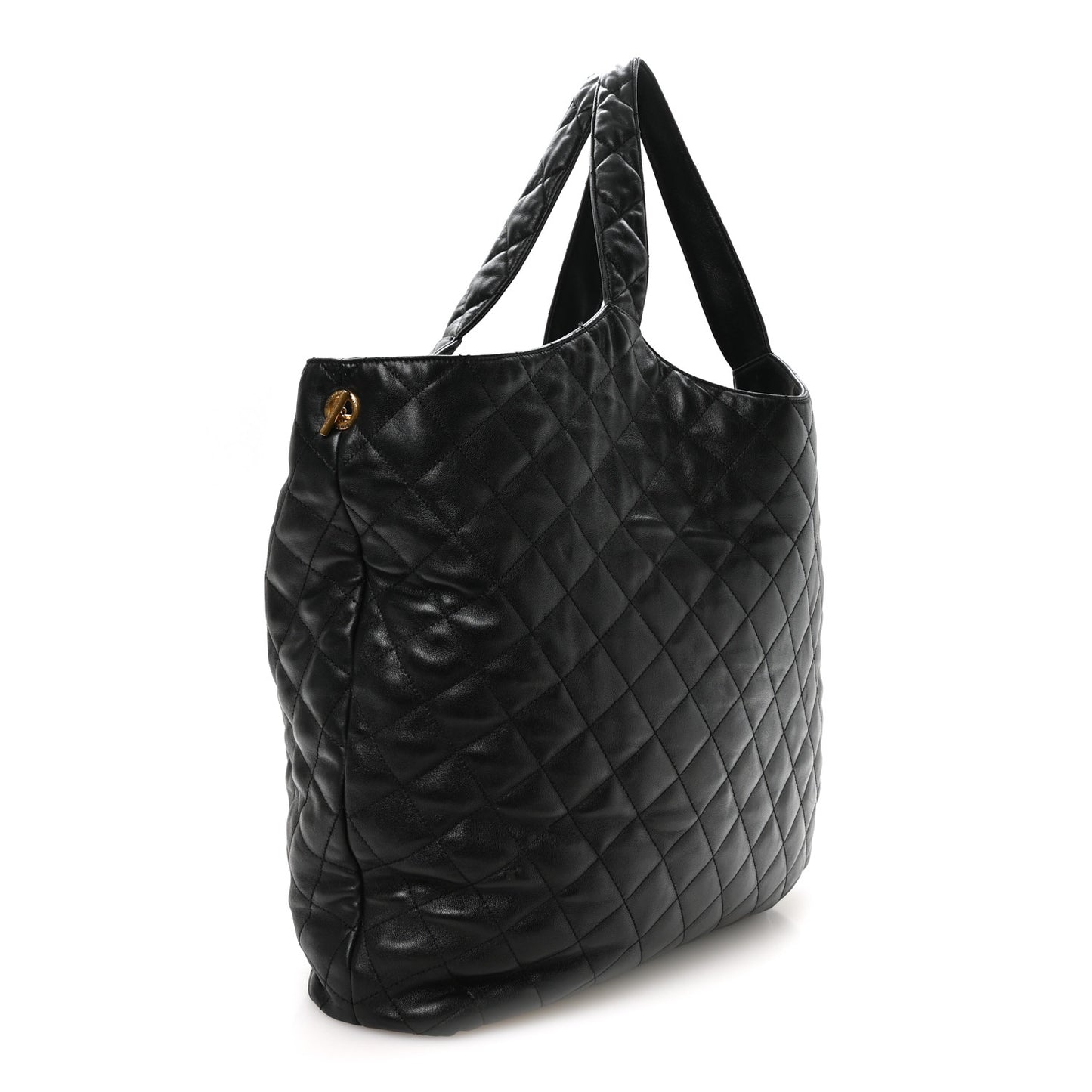 Lambskin Quilted Maxi Icare Shopping Tote Black