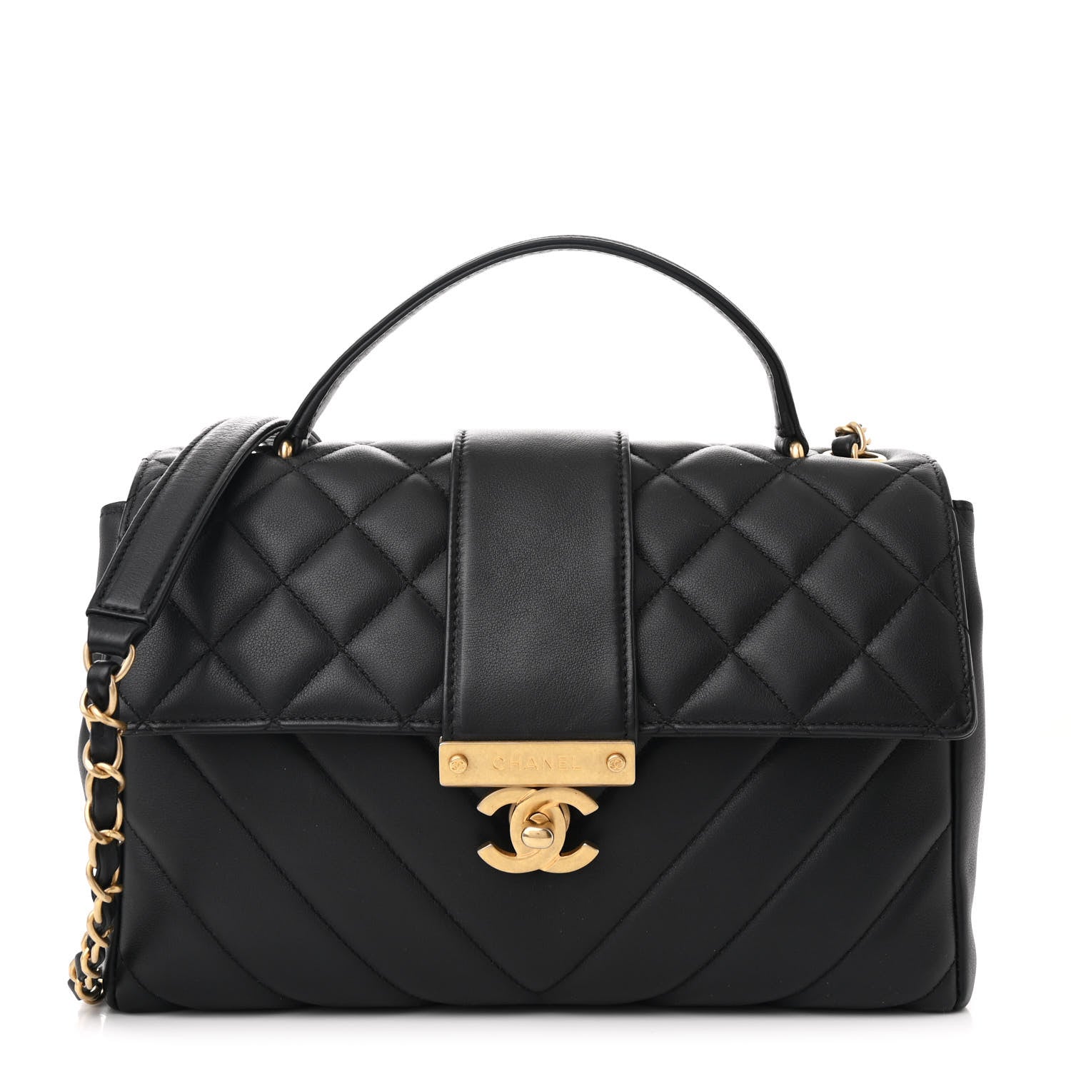 Chanel Calfskin Quilted Chevron In The City Bag Black 1 of 10