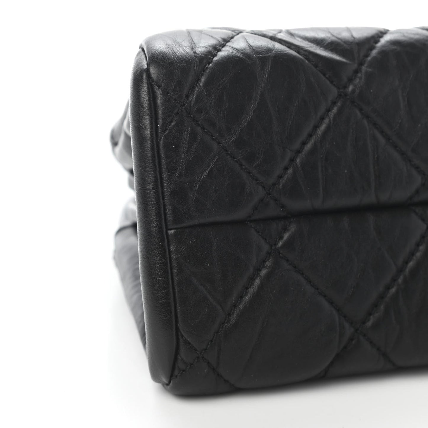 Aged Calfskin Quilted Small Just Mademoiselle Bowling Bag Black