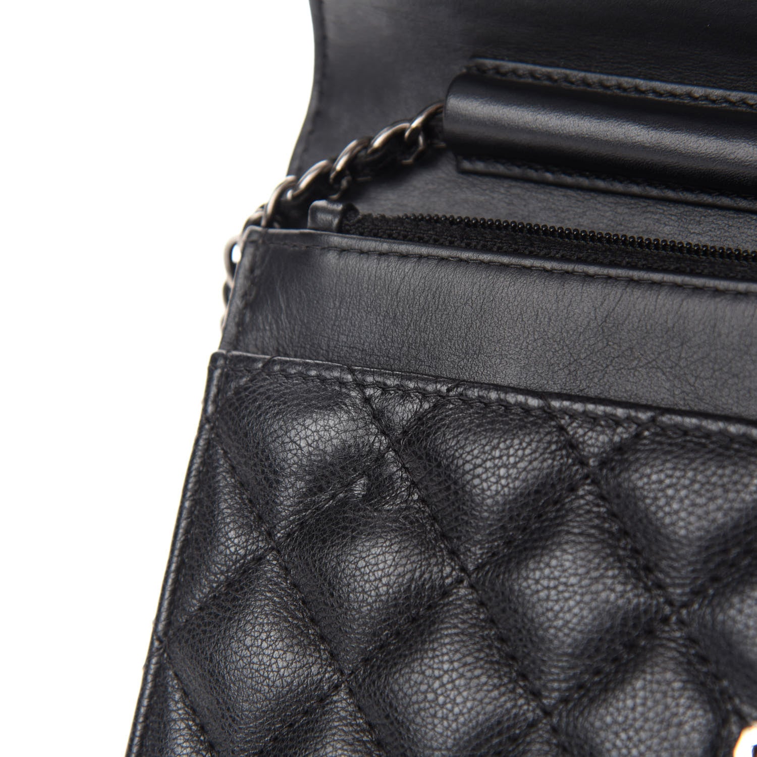 Chanel Calfskin Quilted Boy Wallet On Chain WOC Black 8 of 15