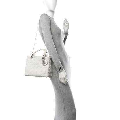 Christian Dior Lambskin Cannage Medium Lady Dior White 2 of 12