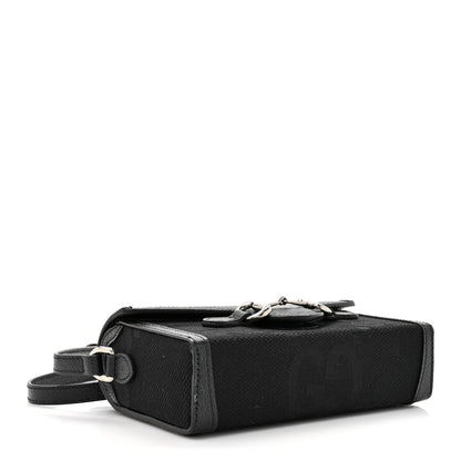 Gucci Monogram Jumbo GG Textured Dollar Calfskin Mini Horsebit 1955 Shoulder Bag Black 4 of 11