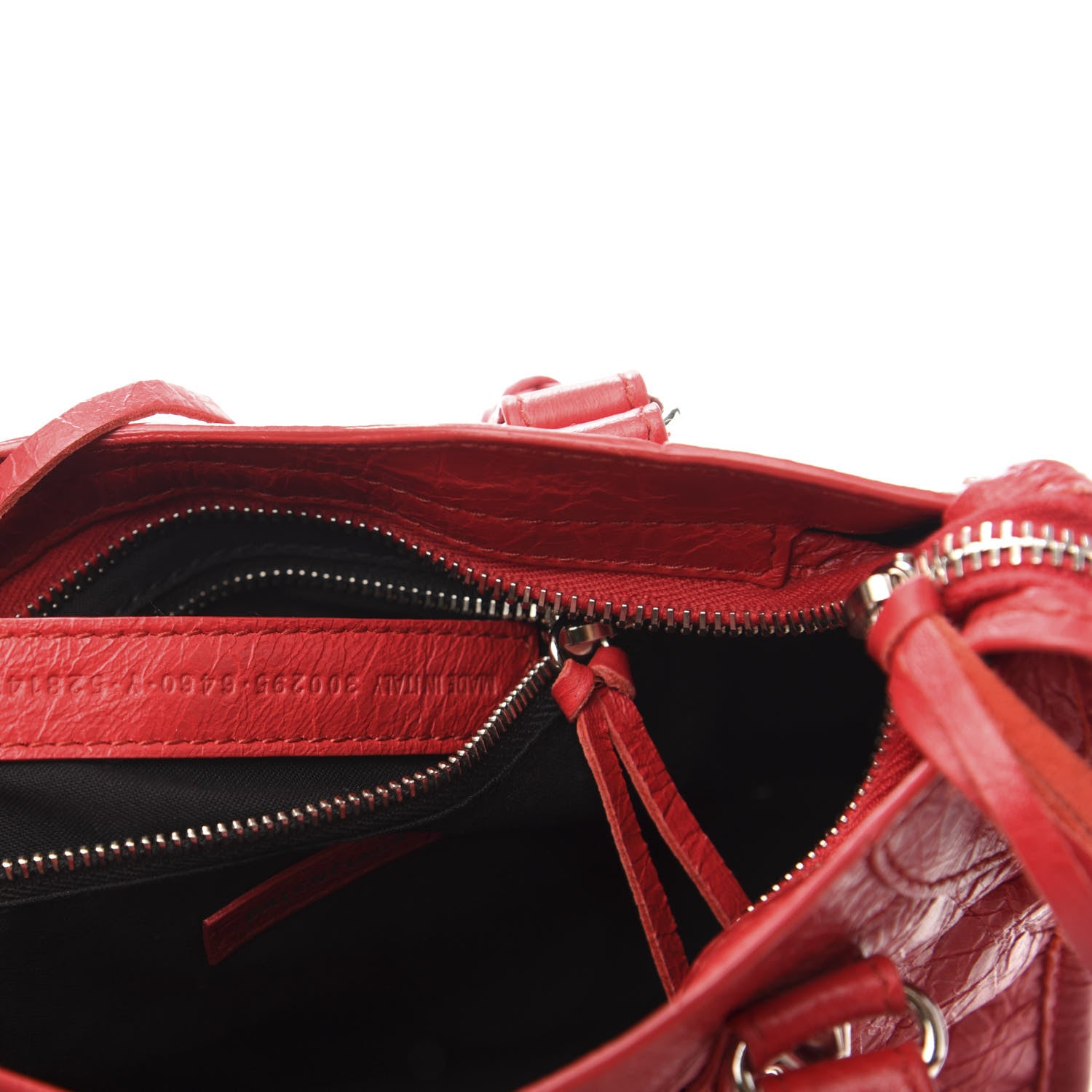Balenciaga Agneau Classic Silver Hardware Mini City Logo Strap Rouge Cardinal Black 11 of 13