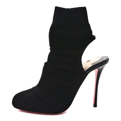Christian Louboutin Shiny Nappa Maille Tricot Noemi 100 Ankle Boots 37.5 Black 1 of 9